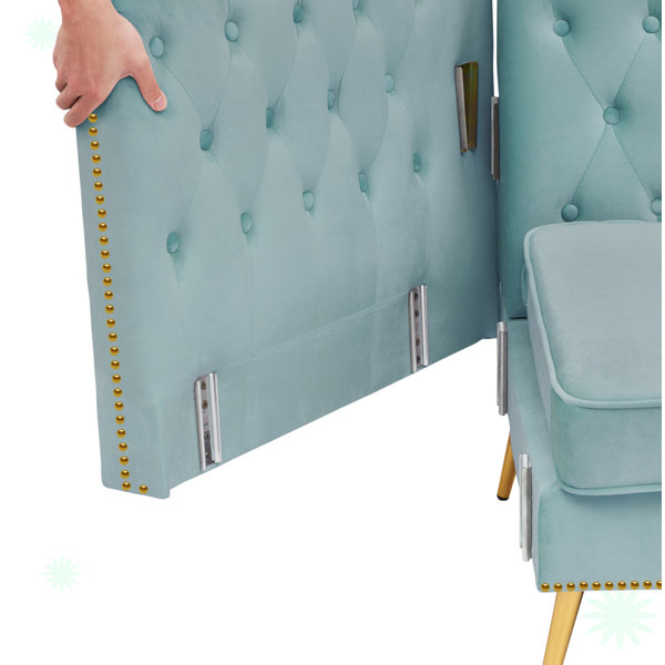 Mercer41 Modern Flat Armrest Living Room Sofa Three Seat Sofa with Two Throw Pillows Wayfair